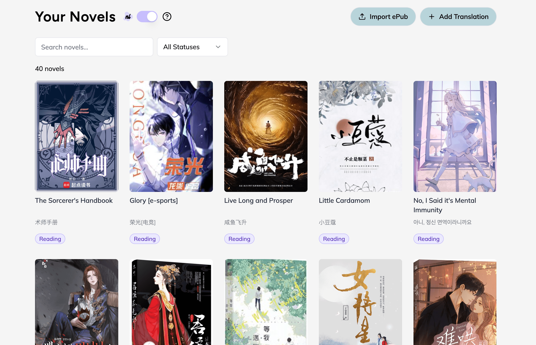All of your Translated Novels in One Place